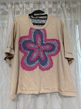 entro Beige Tunic with Pink and Blue Floral Patch